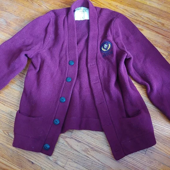 Abercrombie And FITCH Sweater Button Down Burgundy Knit Top Sz L ( F) - Picture 5 of 5